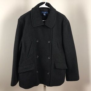 J. Crew Charcoal Gray Wool Peacoat Jacket Large